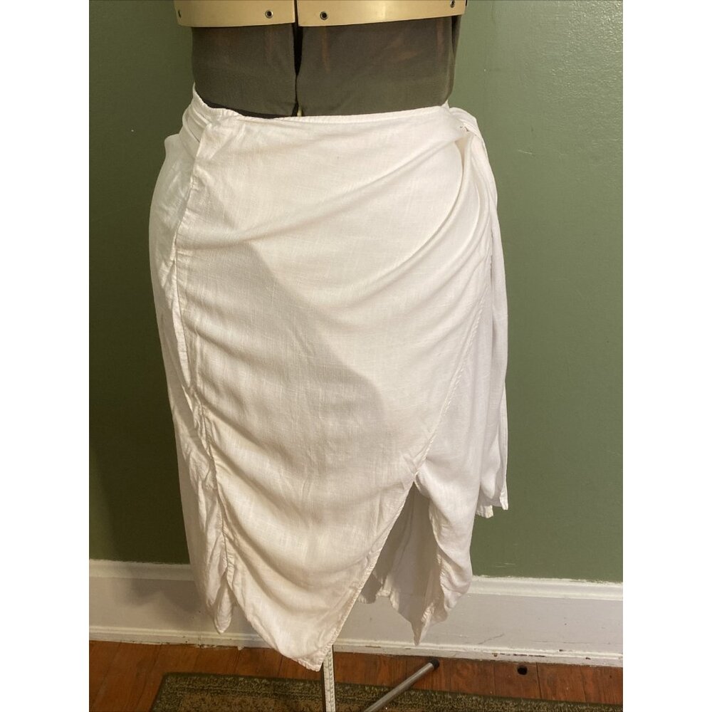 Girl and The Sun Wms Sz Small White  Wrap Midi Skirt Or Cover Up Two Layers Sz S